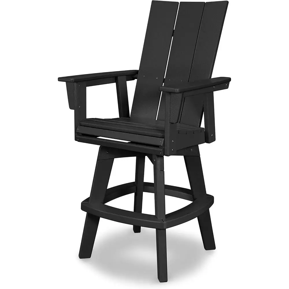 ern Adirondack Swivel Bar Chair, Black, HDPE Outdoor Bar Height Patio urniture, 360-Degree Rotating, Tall Deck Chair or Backyard