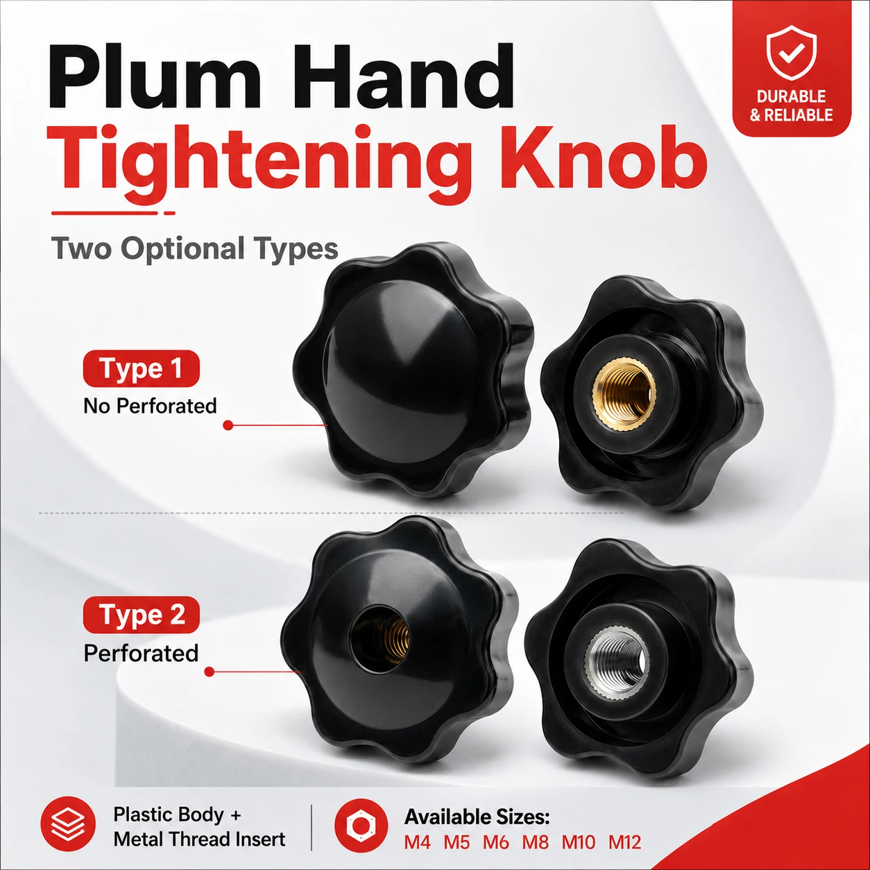 Workshop Cutting Tools - 1-5Pcs Black Plum Hand Tighten Thumb