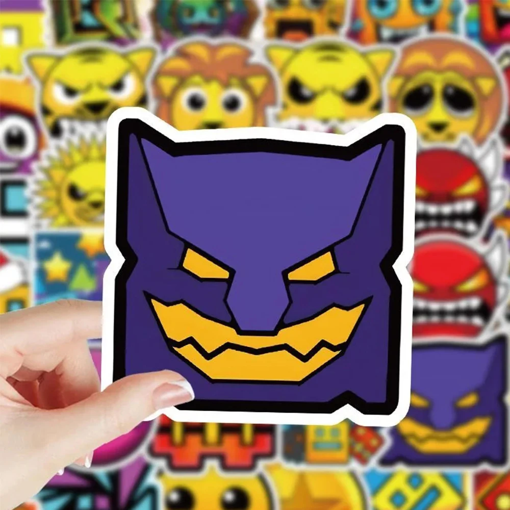 10/30/50/100pcs Colorful Game Geometry Dash Graffiti Stickers Cute Cartoon Sticker Scrapbook Notebook Luggage Graffiti Decal