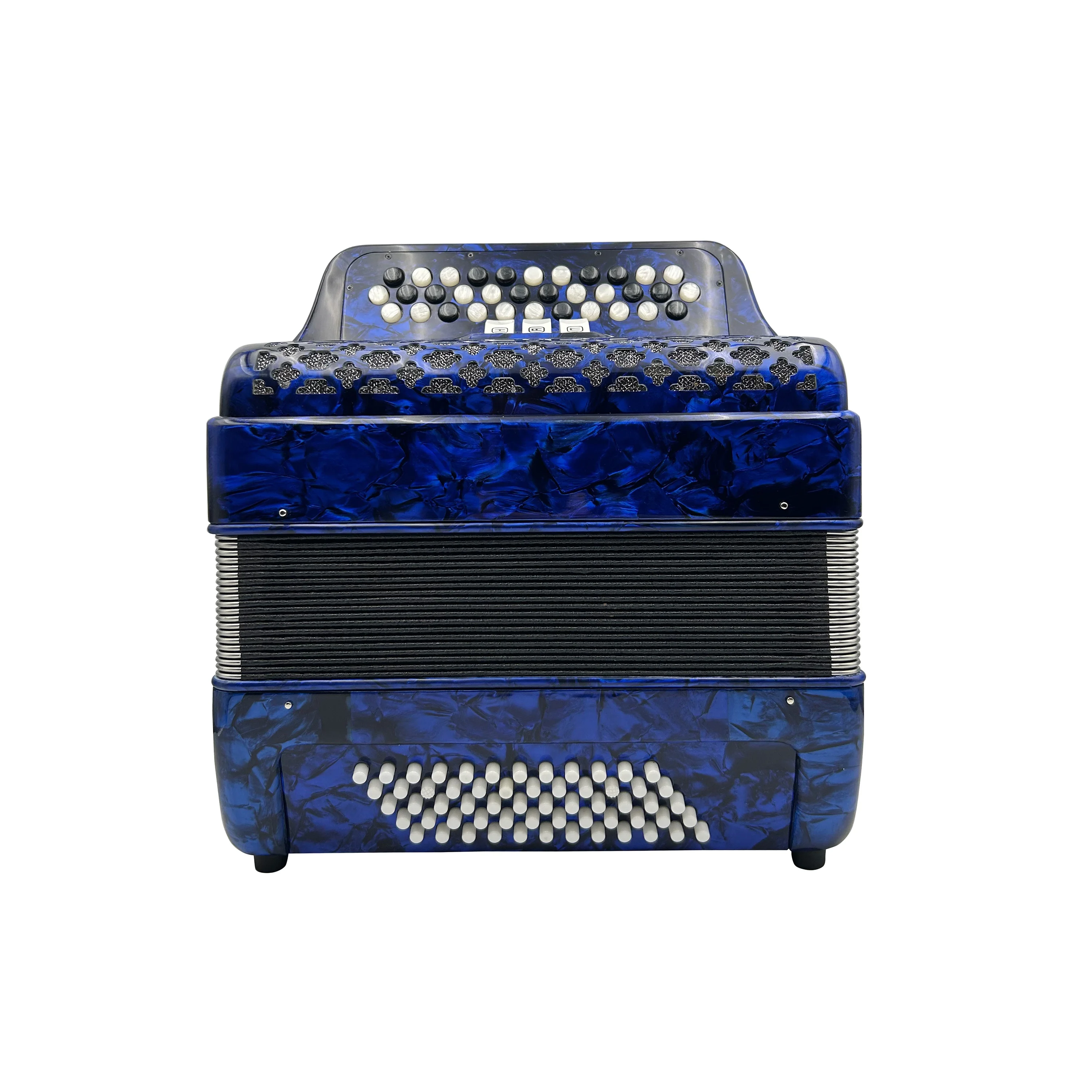 

Professional OEM Diatonic Accordion JB3460 34-Button 60-Bass 3-Registers Blue Celluloid Button 34-Button 60-Bass Wood