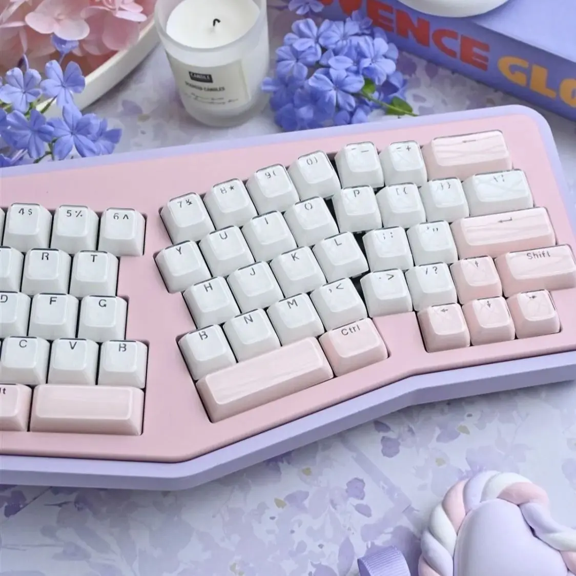 

135 Keys Translucent Keycaps Mechanical Keyboard Cap for Alice Pink Layout MDA Profile White Keycaps DIY Backlit Jelly Crystal