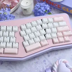 135 Keys Translucent Keycaps Mechanical Keyboard Cap for Alice Pink Layout MDA Profile White Keycaps DIY Backlit Jelly Crystal