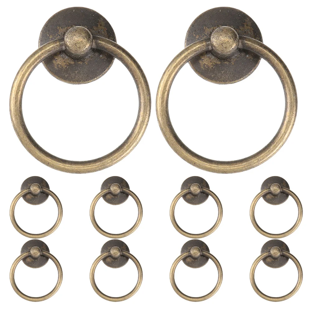 

10Pcs Metal Ring Pull Knobs Vintage Zinc Alloy Drawer Handles Furniture Hardware Cabinet Door Cupboard Pulls Metal Cabinet Pulls