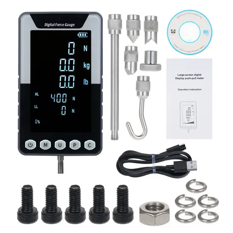 디지털 포스 게이지 푸시 풀 게이지 3개 단위 N/LB/Kg 자동 백라이트 LCD 자동 전원 끄기 테스트가 포함된 휴대용 포스 미터 동력계
