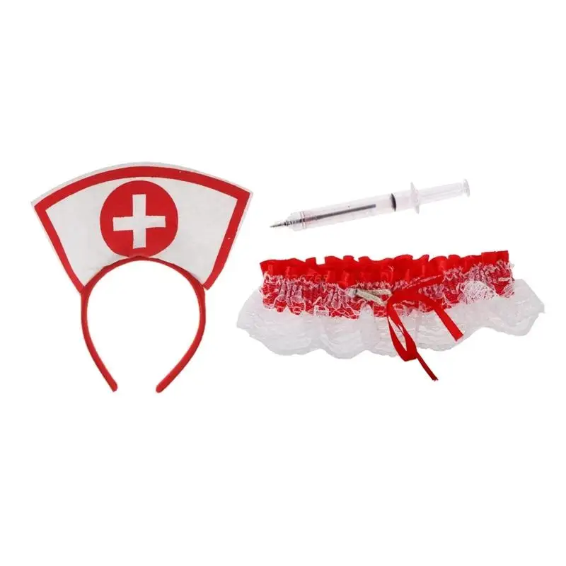 Ospedale miele infermiera puntelli reggicalze fascia per capelli signore Halloween Fancy Dress Party Hen Night accessori