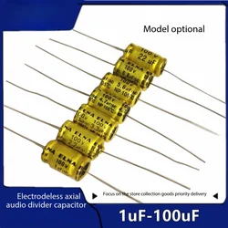 5PCS 2.2/3.3/4.7/6.8/10UF/100V Tweeter Stepless Axial Electrolytic Crossover Horizontal Capacitor