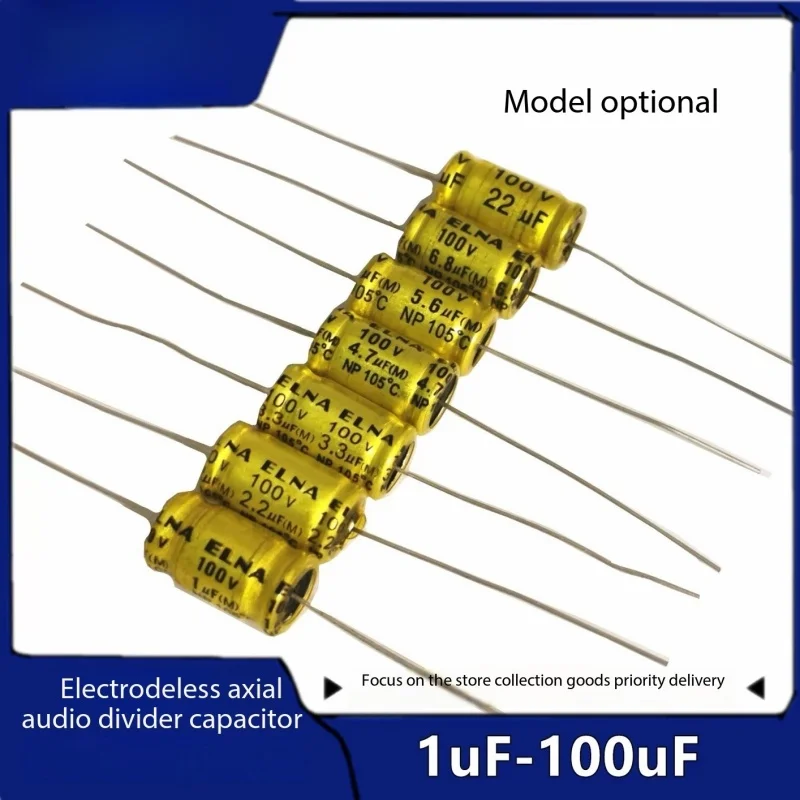 5PCS 2.2/3.3/4.7/6.8/10UF/100V Tweeter Stepless Axial Electrolytic Crossover Horizontal Capacitor