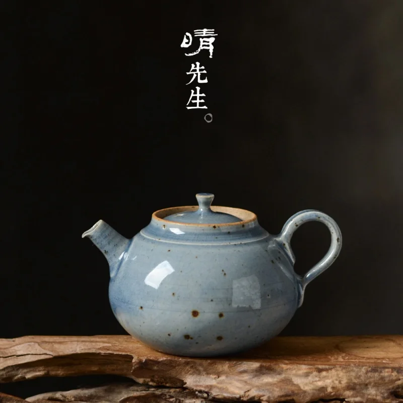 

★Soda Kung Fu Teaware Single Pot Jingdezhen Handmade Little Teapot Pottery Japanese Tea Set Household Ceramic Teapot Tea Cup