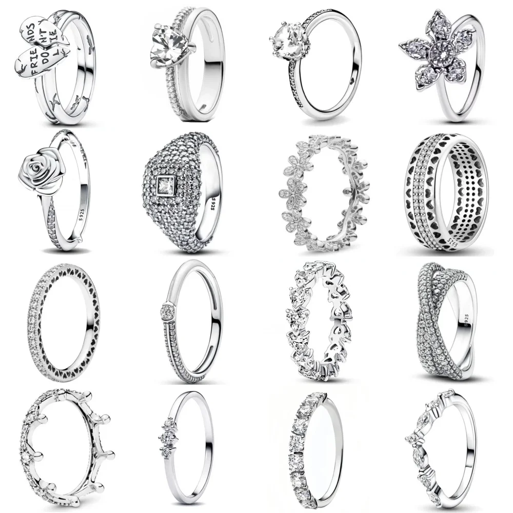 

Jewelry Ring 925 Sterling Silver Flower White Stone Daisy Flower Rings For Women Party Wedding