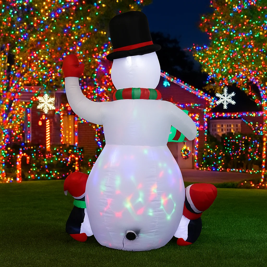 6FT Christmas Decorations Inflatable Snowman Penguin Holding Cup Toys Home Yard Ornaments with LED Lights Outdoor Indoor Party