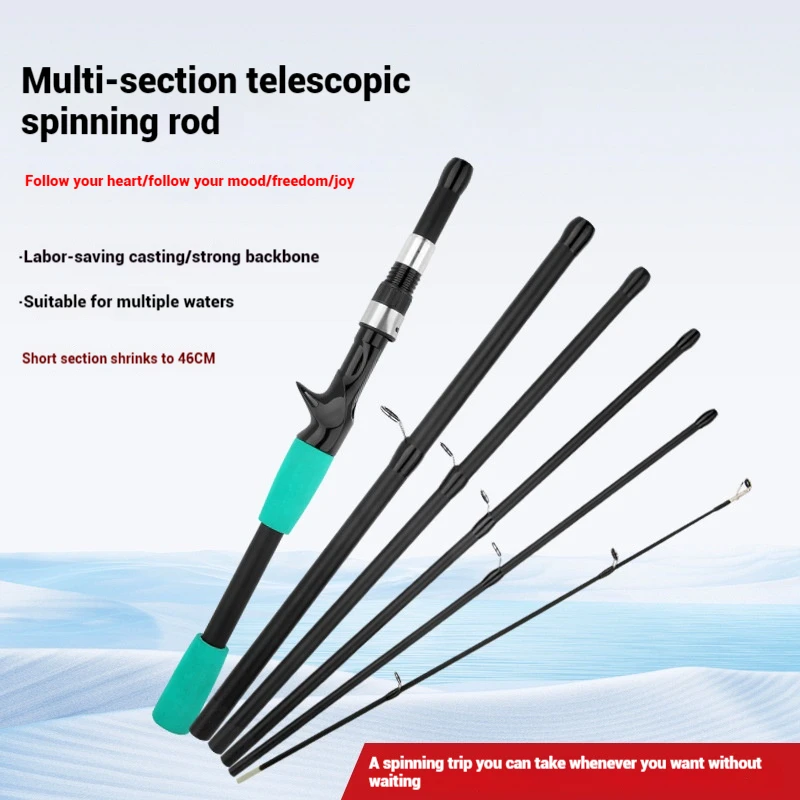 Multiple Sections Portable Medium Action Spinning Rod 1.8m 2.1m 2.4m Compact Travel Lure Fishing Rod for Long Distance Casting