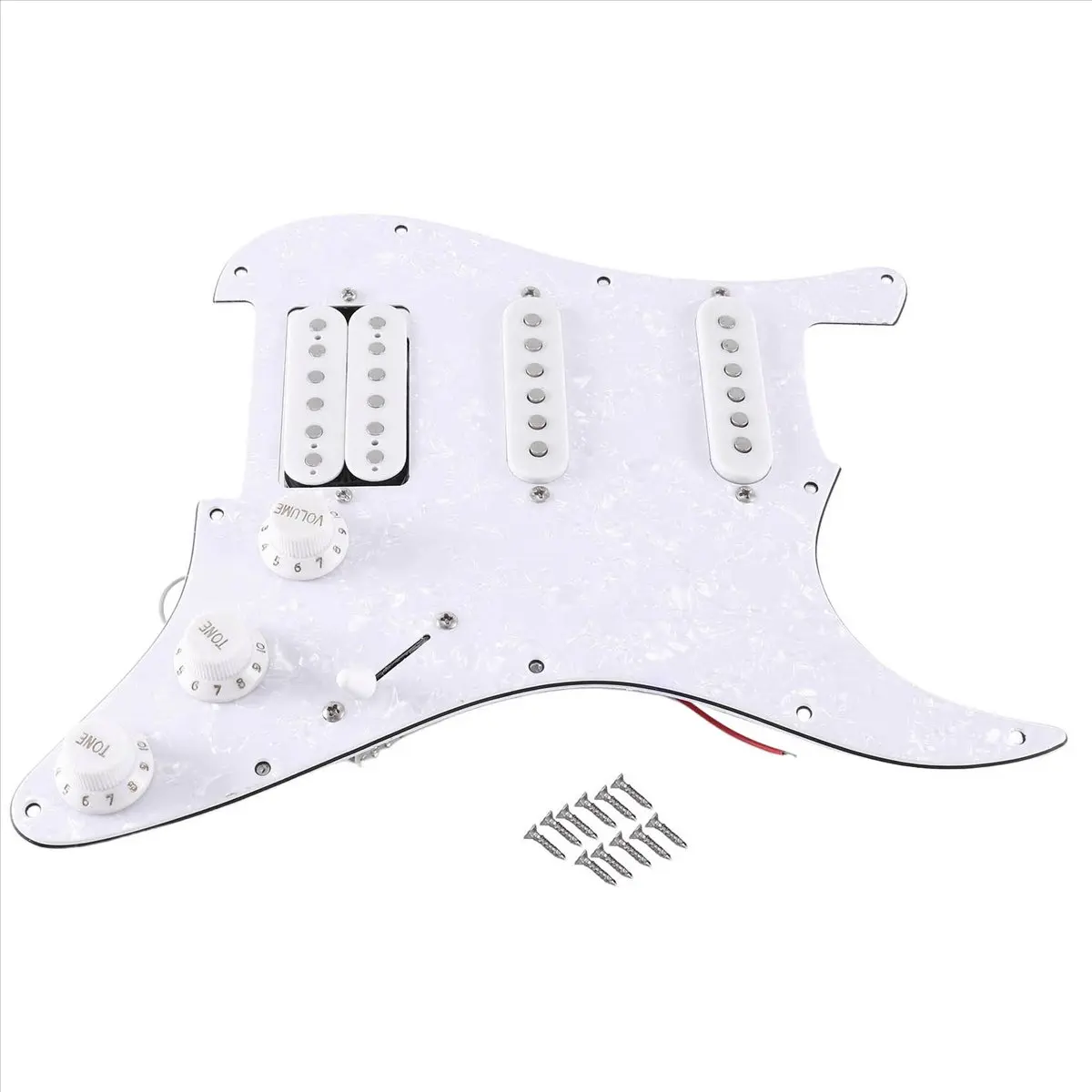 (AD10) ST SQ Electric Guitar Loaded Prewired Electric Guitar Pickguard Pickup Assembly White Pearl