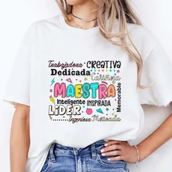 Back To School Spanish Teacher's Shirts Maestra Teacher Shirt Teacher Appreciation Gifts Teacher's Short Sleeve Tops Clothes