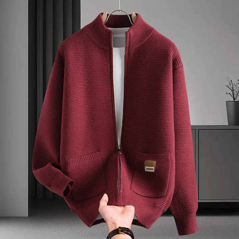 

2025 New Men's Knitted Sweater Cardigan Autumn Winter Casual Zipper Opening Design High Sensation Loose Fit Comfortable Warmth