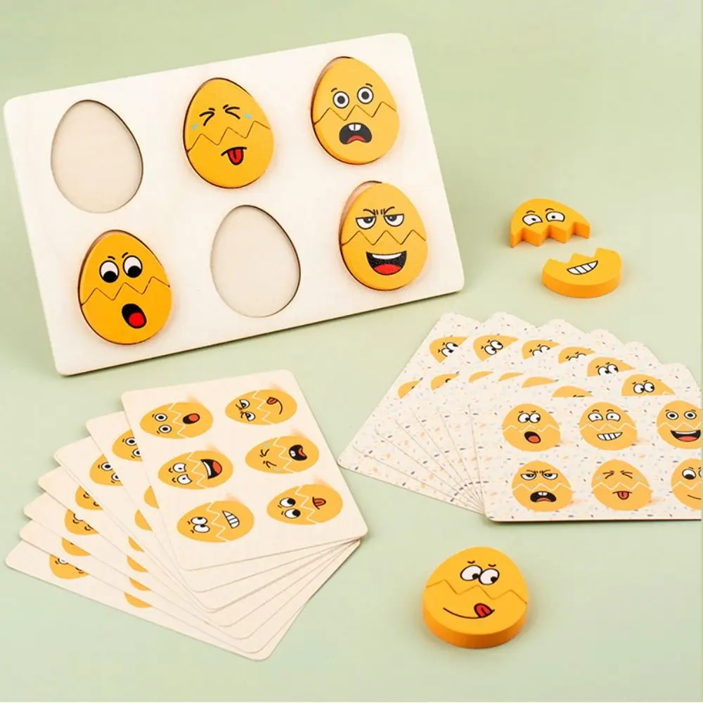 Early Childhood Education Kids Emotion Puzzles Puzzle Game Wooden Expression Matching Board Face Changing Puzzle
