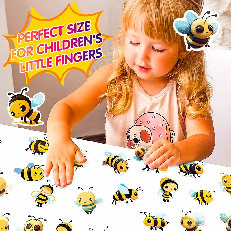 Desenhos animados Little Bee PVC Adesivo, Estética Infantil Laptop Decoração, Scrapbooking Papelaria, Material Escolar, 10 Pcs, 30 Pcs, 50Pcs