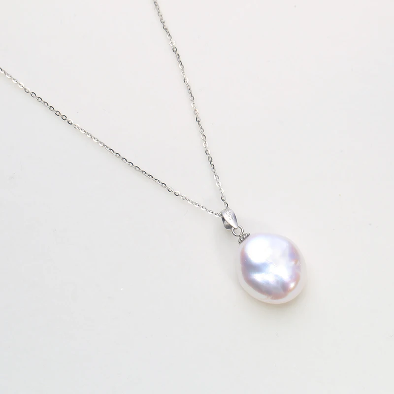 Jane jewelry handmade 100% Natural Freshwater Small Baroque irregular pearl pendant 925 silver sterling classic clasp 12-15mm PK