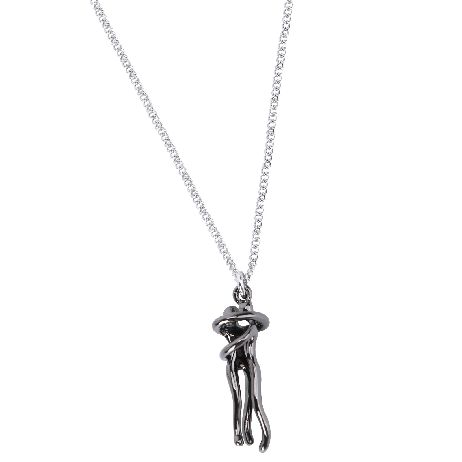 

Emotional Necklace Pendant Couple Hugging Valentine's Day Lover's Woman Simple Witness Jewelry Stylish Couple's Figure Couples