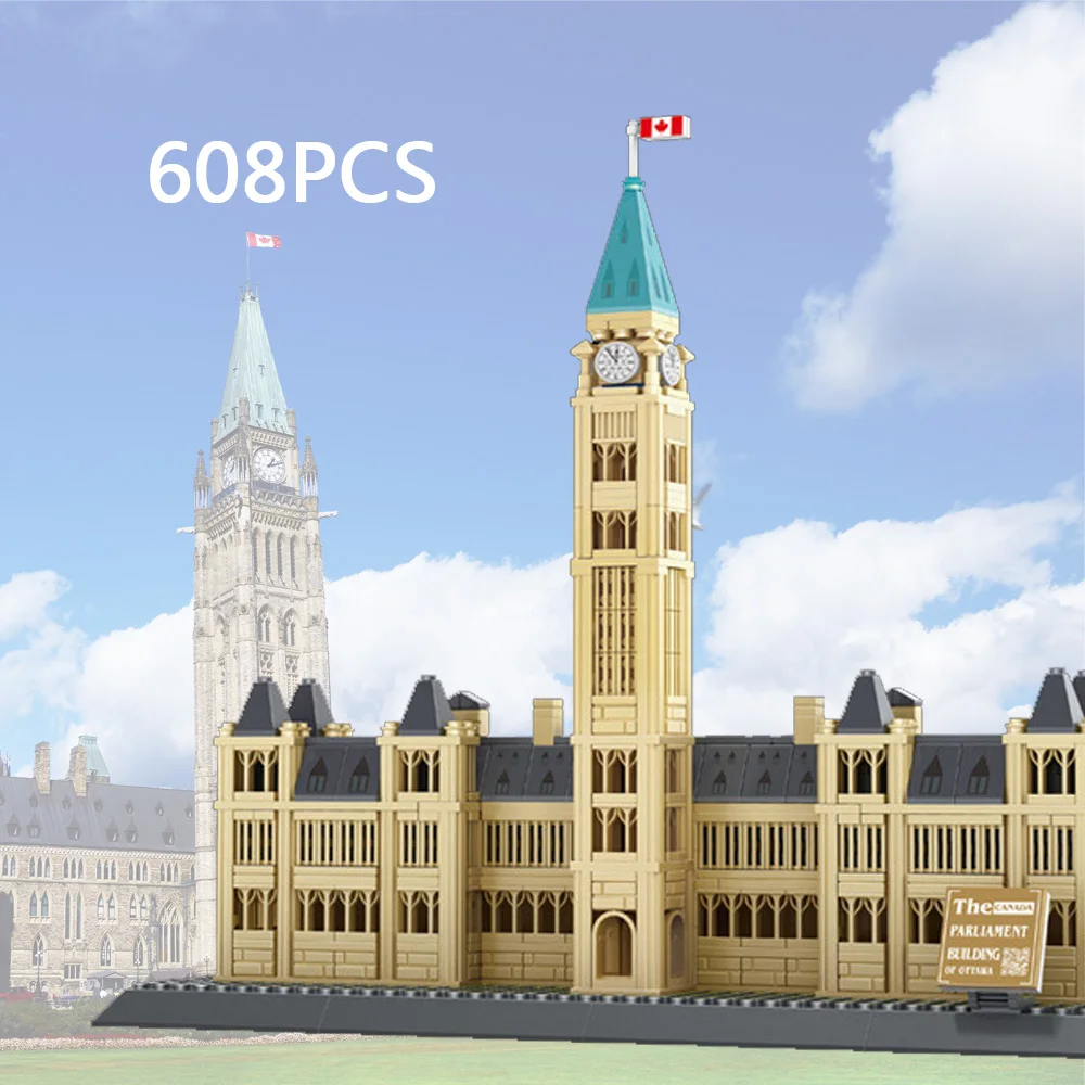 Creative Construction Canada Modern Architecture Parliament Hill Block Assemble Model Building Brick Educational Toys Collection