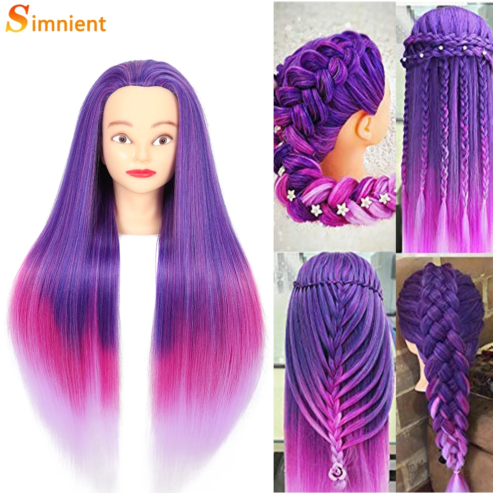 Têtes de mannequin de coiffure de cheveux de fibre synthétique de 70 cm 100% pour poupées têtes de Mannequin pour perruques Mannequins coiffures factices tête à coiffer accessoires pour coiffeur tete de mannequin