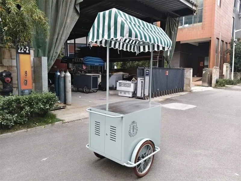 Custom Wooden Ice Cream Push Cart  Storage Shelves, Portable Ice Cream Serving Station for Birthday Party Wedding Event