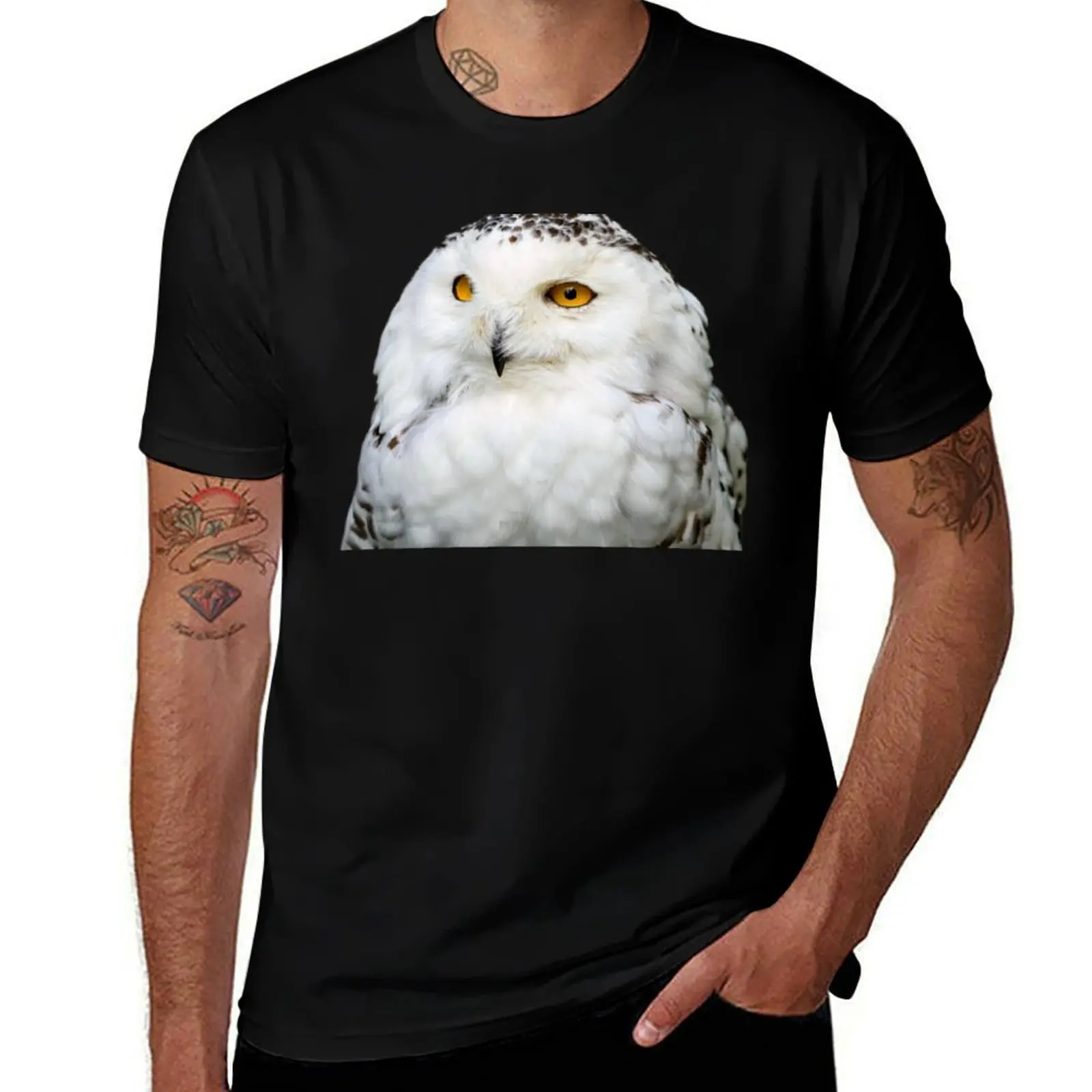 

Snowy Owl – Elegance in White T-Shirt custom t-shirts anime figures aesthetic clothes tops oversized t shirt men