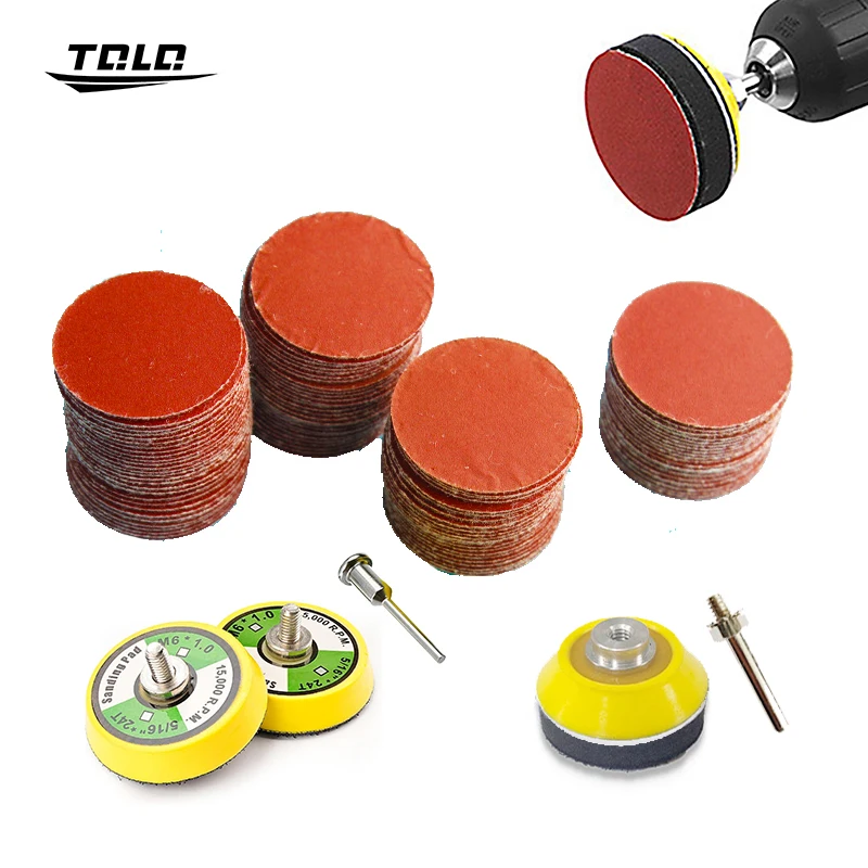 Set di carta vetrata da 2 pollici 100/203/303 pezzi Disco abrasivo da 50 mm Tampone per lucidatura di carta abrasiva per strumenti Dremel in legno e metallo