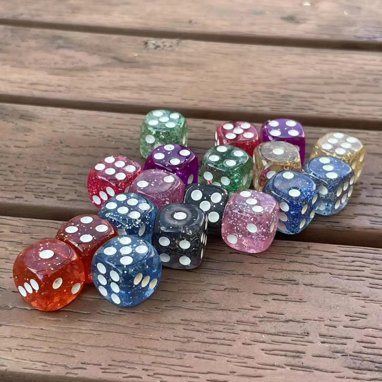 18Pcs/Set 9 color 12mm Transparent Starry Colorful Acrylic Round Corner 6 Sided D6 Point Dice For Family Board Games