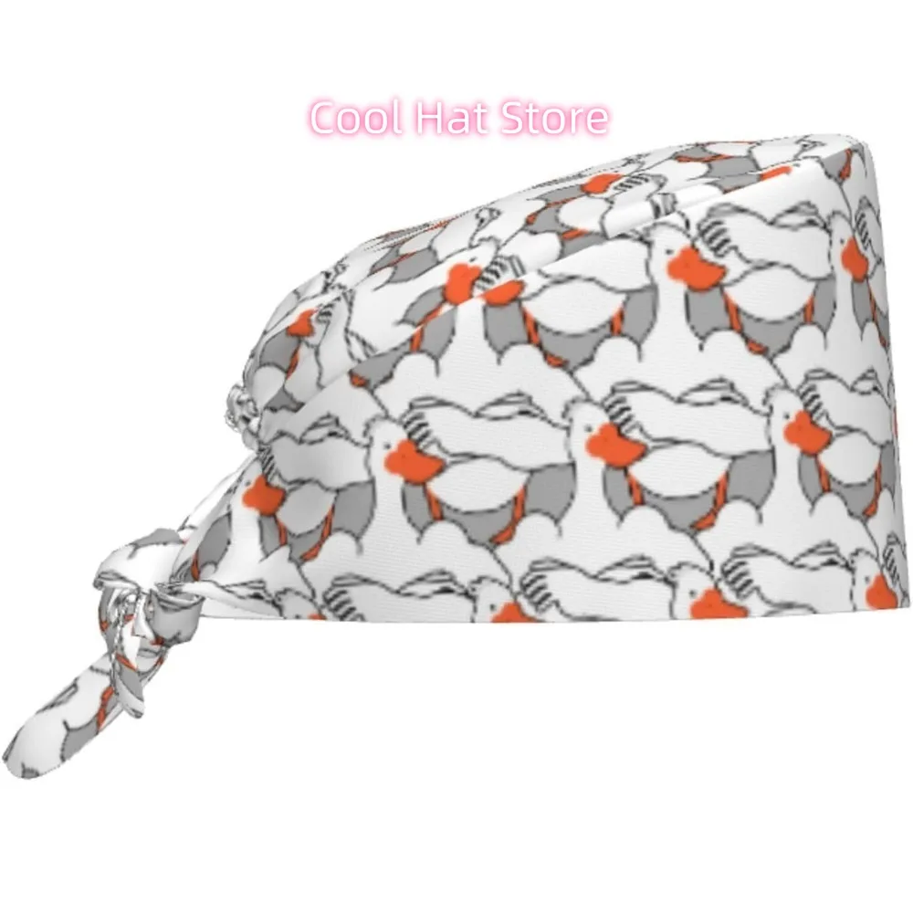 1pc Adjustable Scrub Cap with Sweatband - Lightweight 100% Polyester, Elastic Band & Adjustable Strap, with Red/ Duck Pattern -
