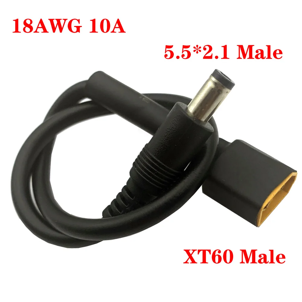 XT60 Male/Female Connector To DC5525/5521 Power Cable 5.5*2.5 5.5*2.1mm Adaptor Glasses Battery Charging Conversion Wire 10A 15A