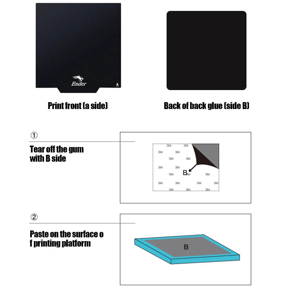 Flexible Removable Magnetic Build Plate Square Build Plate Tape Surface Heatbed Sticker for Creality Ender 3 Ender 3 Pro CR-20