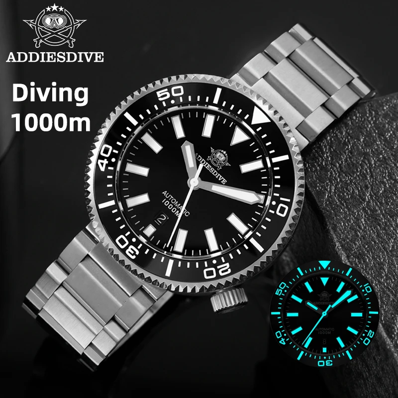 

ADDIESDIVE 1000m Waterproof Diver Watch Sapphire Glass Ceramic Bezel 8215 Men's Automatic Watch BGW9 Luminous Mechanical Watches