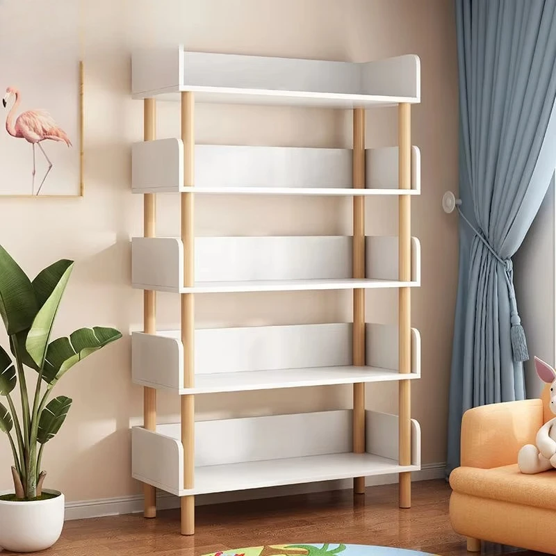 #Modern Wooden Simple Bookshelf Solid Wood Single Layer Storage Rack for Living Room Bedroom