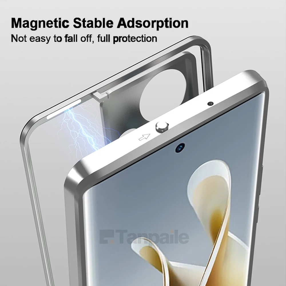 حافظة لهاتف ZTE nubia Z50 Ultra لهاتف Red Magic 8 Pro + Funda إطار معدني من الألومنيوم قفل مغناطيسي غير لامع مصد للهاتف الخلفي