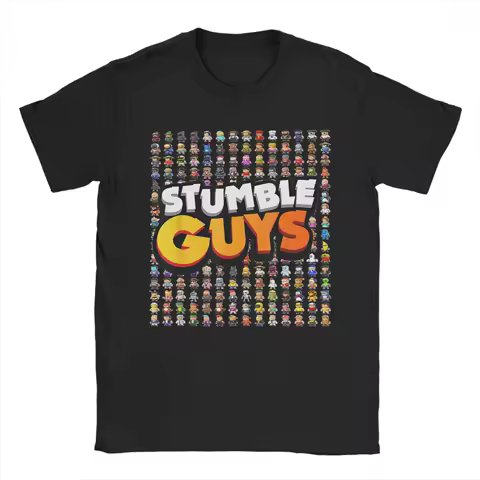 Casual Stumbles Guys Funny Game Tshirts Men O-neck Short Sleeve Clothes Cartoon Cotton Summer Clothing
