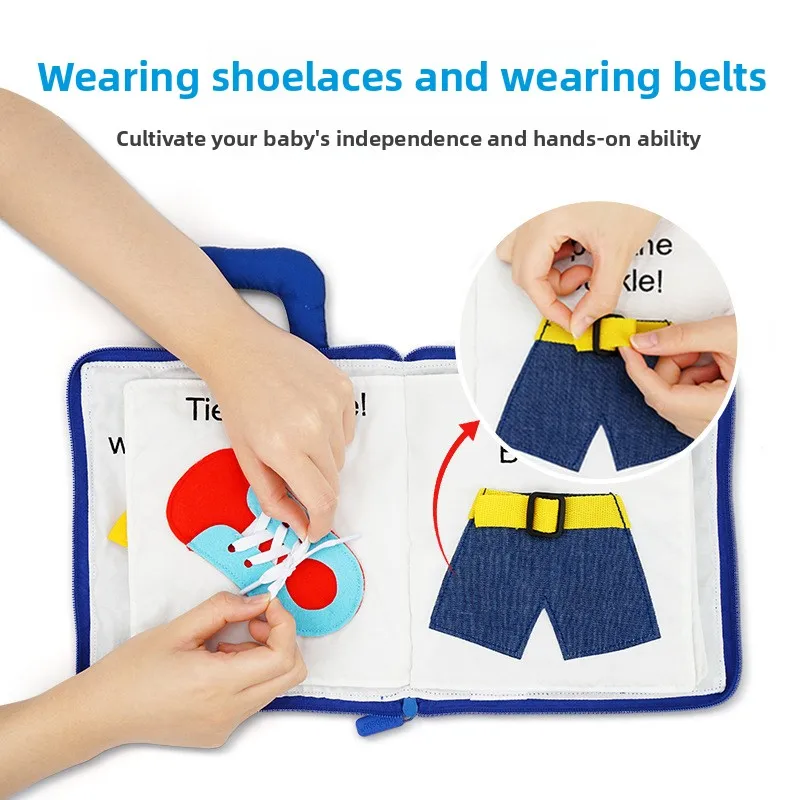 Libro de tela silencioso para bebé, libro de actividades educativo masticable y resistente a desgarros para Aprendizaje Temprano, juguete de educación temprana de 0 a 3 años