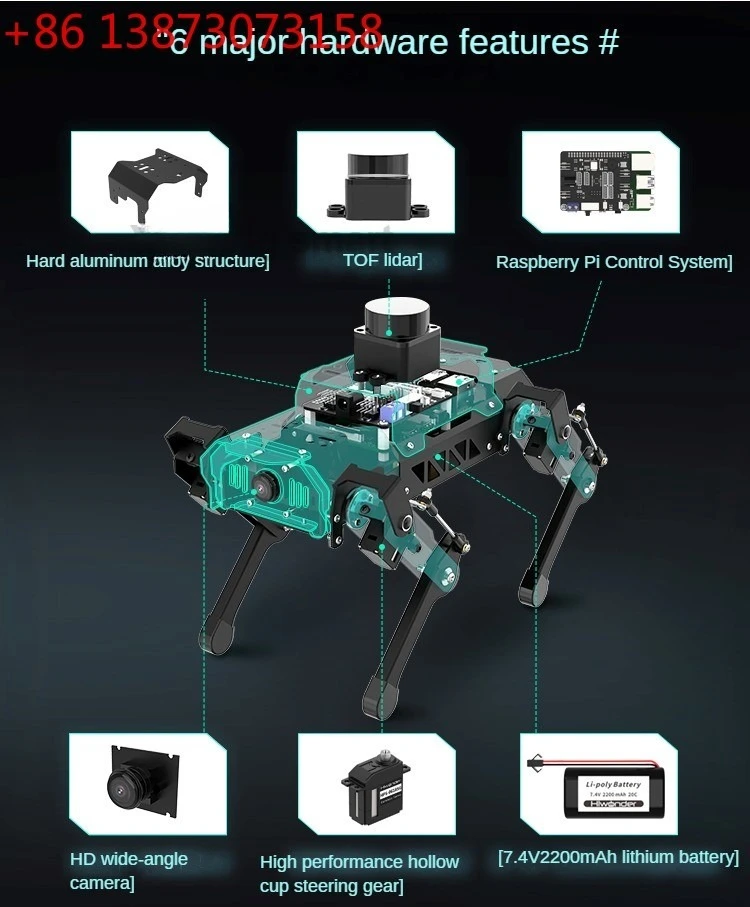PuppyPi Metal Quadruped Robotic Dog ROS Robot Bionic 4-Legged Dog AI Visual Recognition for Raspberry Pi Programmable Robot Kit