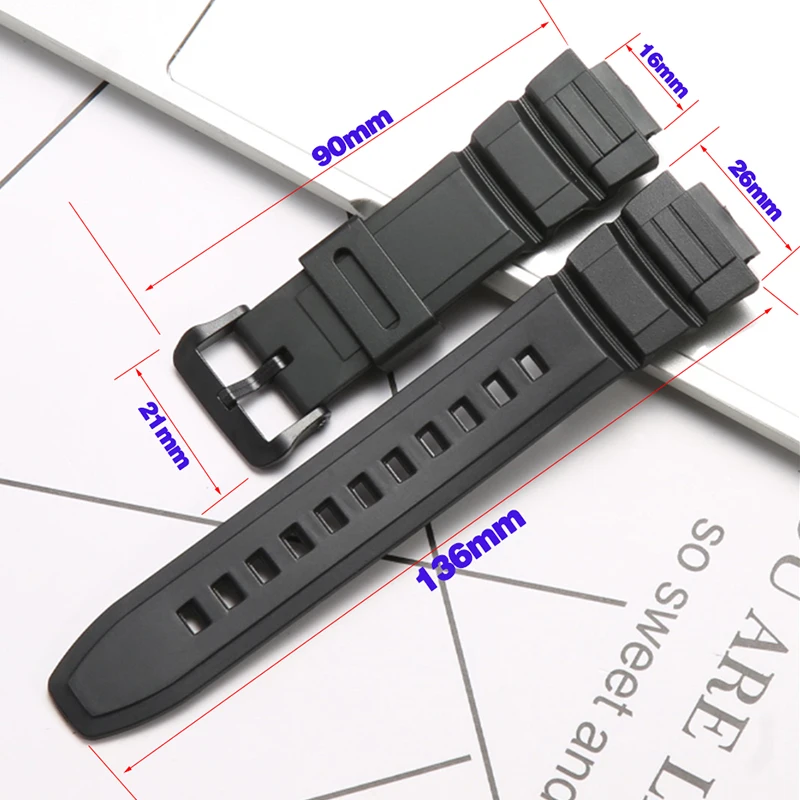 Resin Strap Suitable For Casio MCW-100H W-S220 HDD-S100 AE2000W 16mm Men's Sports Waterproof Watchband Watch Accessories