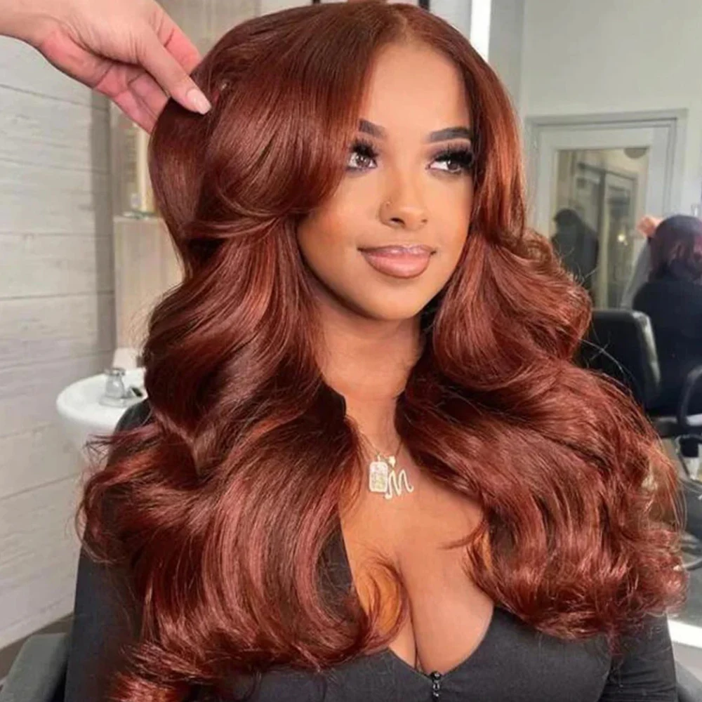 

13x4 Reddish Brown Lace Front Human Hair Wigs Body Wave Brazilian 13x6 Lace Frontal Wigs Human Hair Colored Red Brown PrePlucked