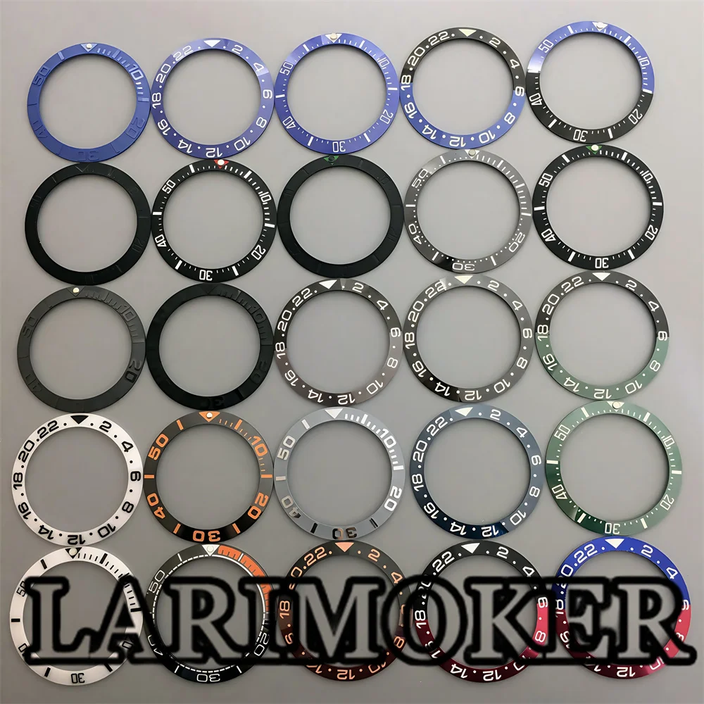 

LARIMOKER 40mm*32mm black red dark blue brown green platinum ceramic aluminum bezel with time mark suitable for 43mm case