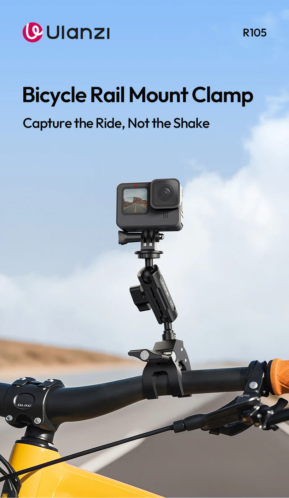 Ulanzi R105 Fahrradschienenmontageklemme 360° ° Verstellbarer Knopf mit 1/4-Zoll-Halterung für Insta360 Action-Kamera-Monitor-Fotografielicht – Detail 1