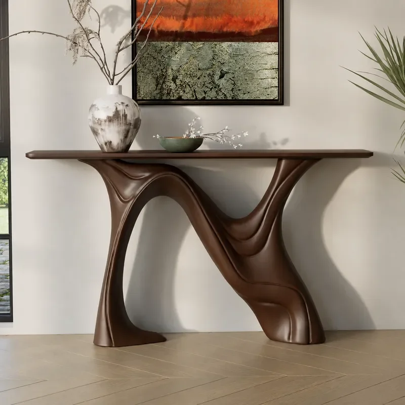 Manifold Entrance Table New Chinese Light Luxury Entryway Console Against Wall End View Table Small Cabinet