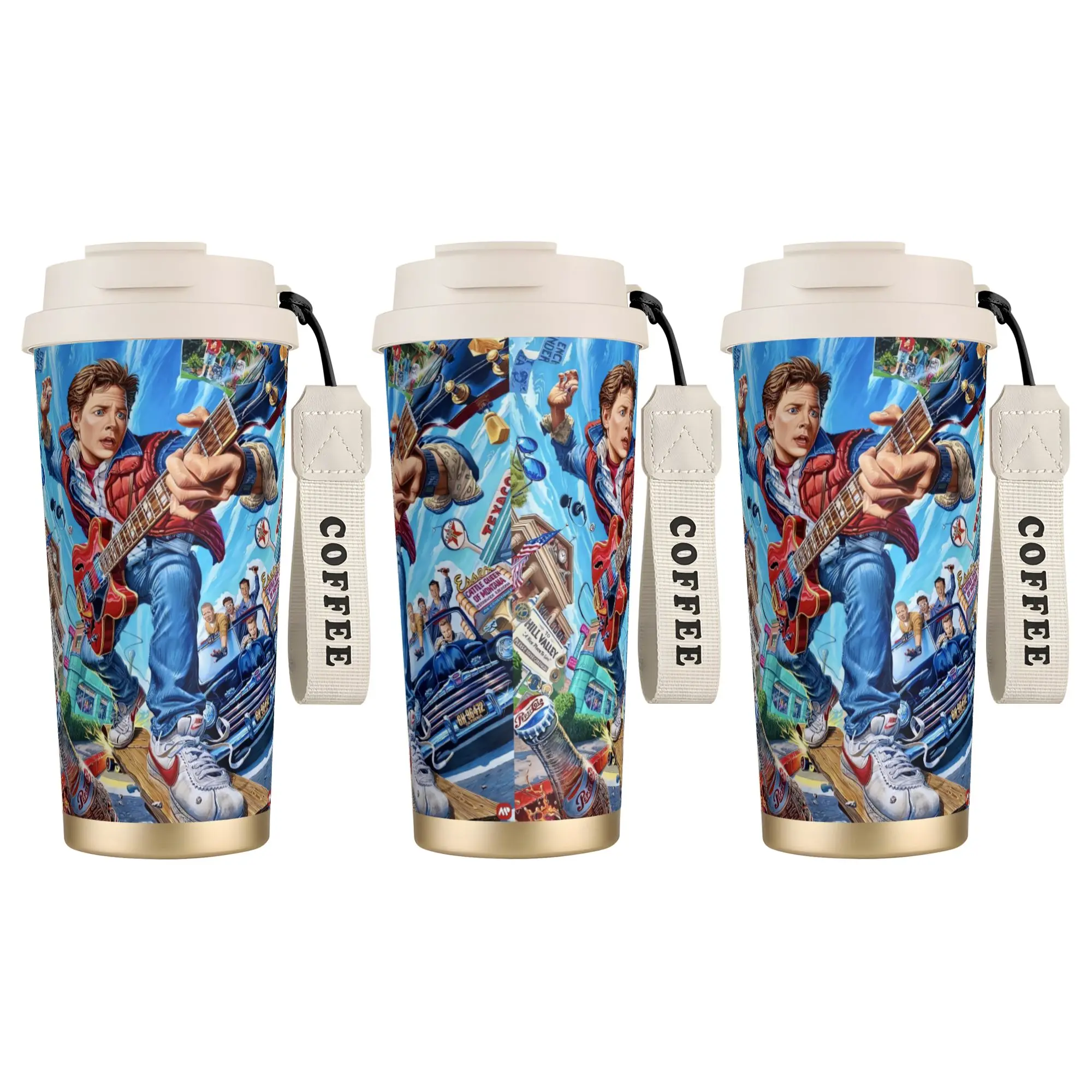 Stainless Steel Tumbler Back To The Future Car Mugs With Straws  Beach Hot Drinks Water Bottle Leakproof 20oz Coffee Cups