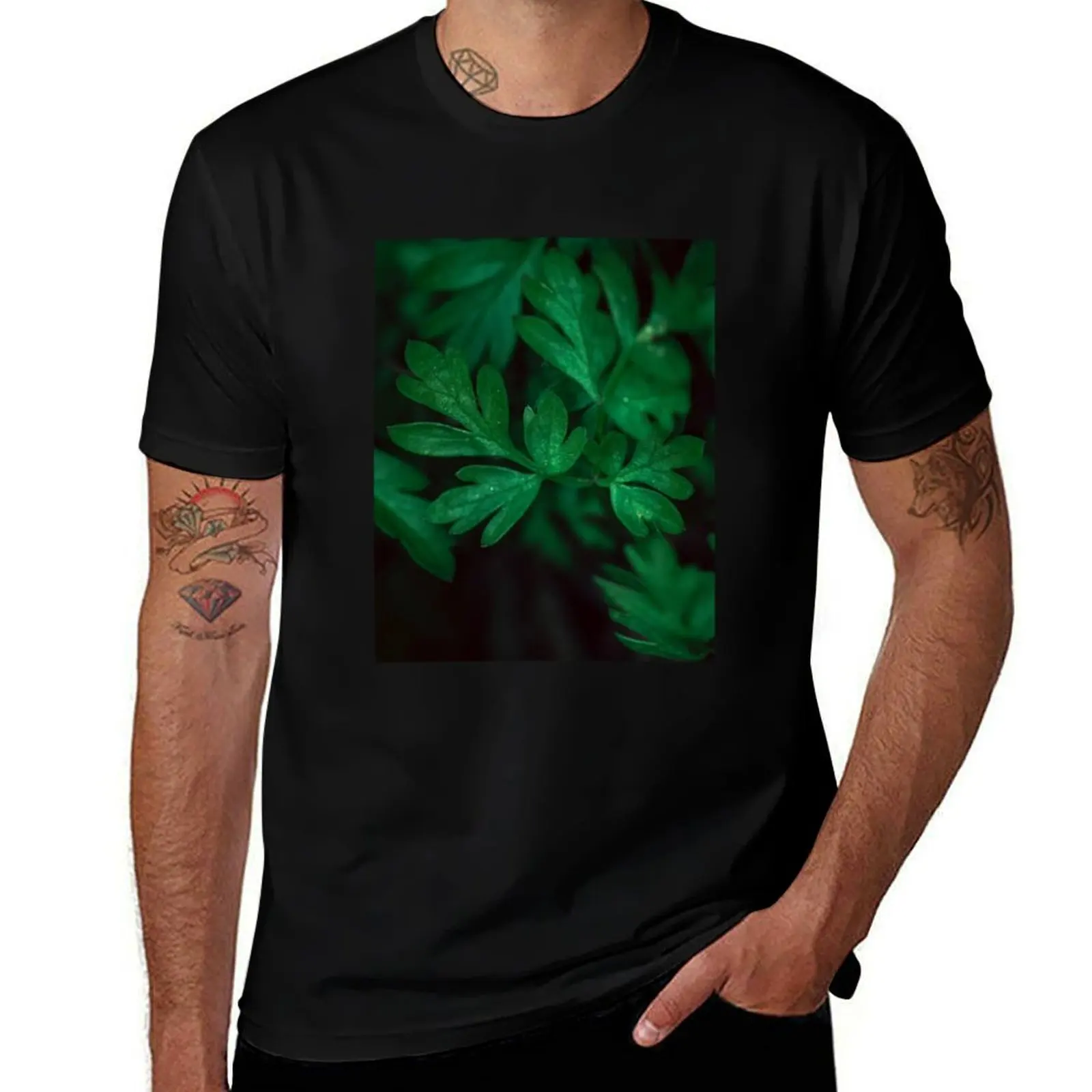 

Textured Bang Leaf Impression T-Shirt luxury designer vintage summer shirt tee shirts for men