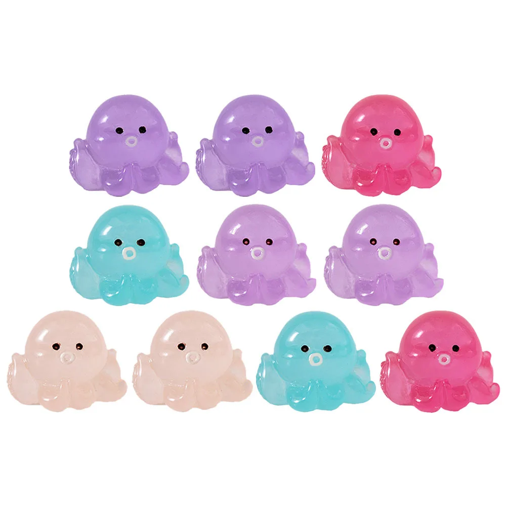 

10Pcs Glowing Octopus Sculpture Resin Night Light Octopus Decor for Aquarium Tank Desktop Garden Home Office Room Decoration