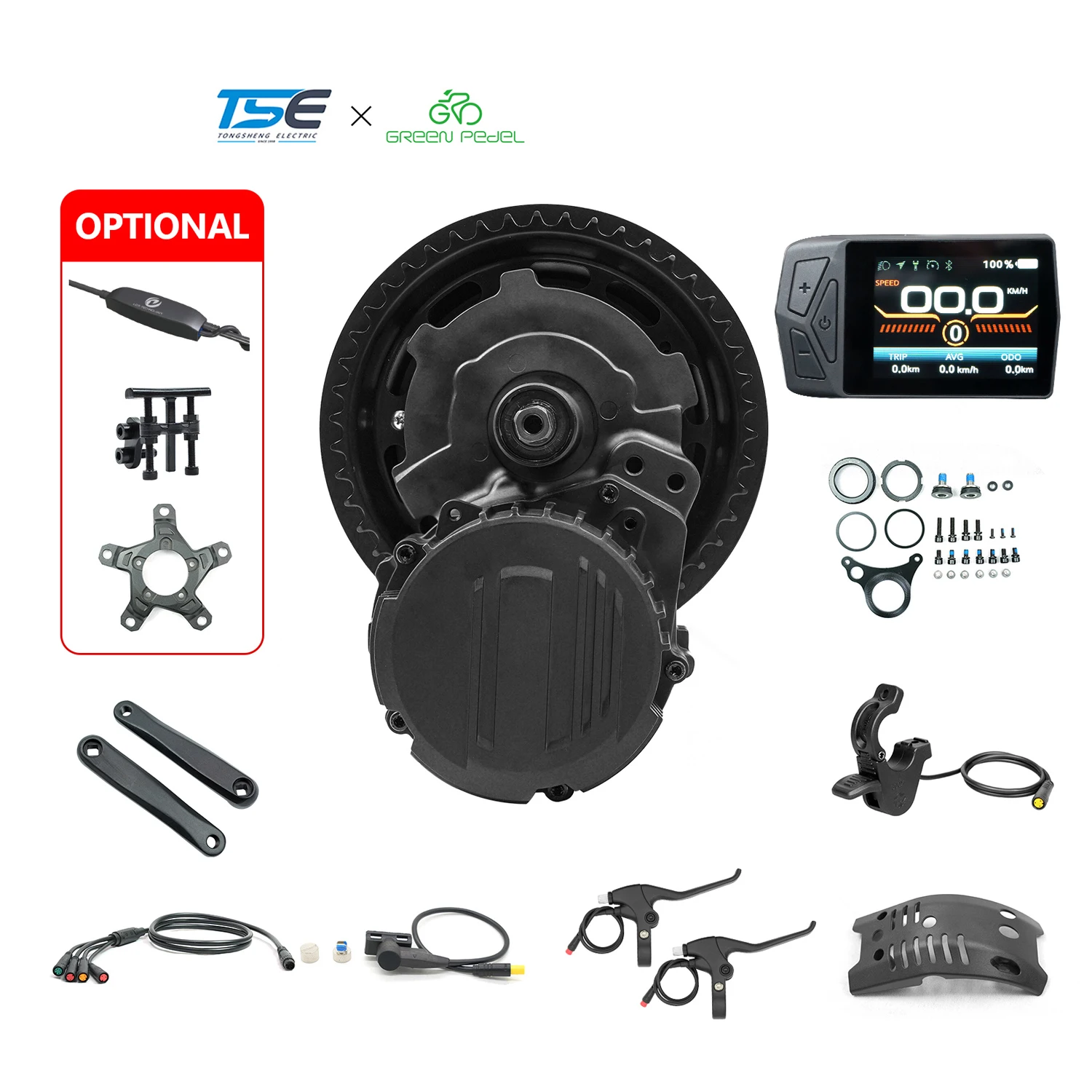 AliExpress NONE GreenPedel Tongsheng 48V Electric Bicycle Conversion Kit 2026 Hot Sale TSDZ16 Mid Drive Motor Set 1000W Ebike Conversion Kits