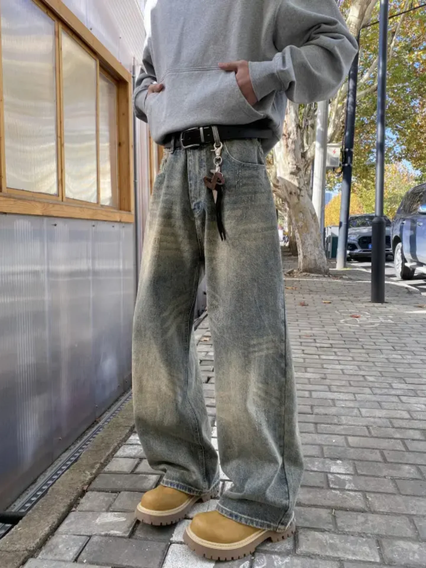 

Мужские джинсы American Sle Vintage Waed, весенне-летние модные свободные прямые повседневные брюки, износостойкие, из смеси полиэстера и хлопка