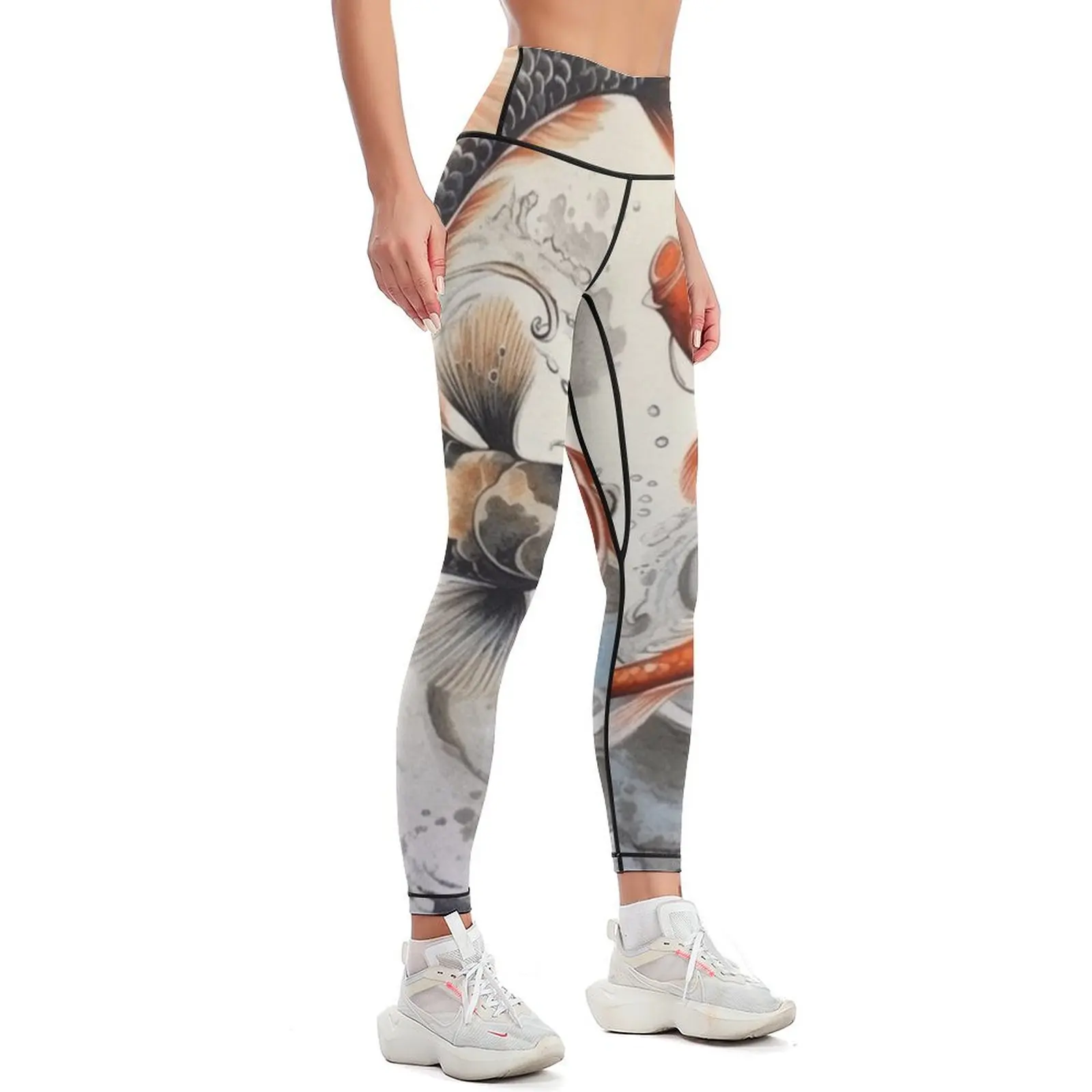 Ying Yang Koi Fish Japan Leggings sport set fitness set gym workout shorts Womens Leggings