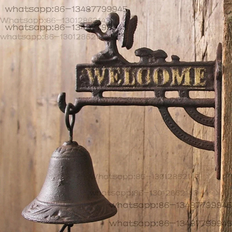Cast Iron Bell, Hand-cranked Retro Welcome Doorbell, Double-sided Rattle, Cafe Bar Storefront Soft Decoration.