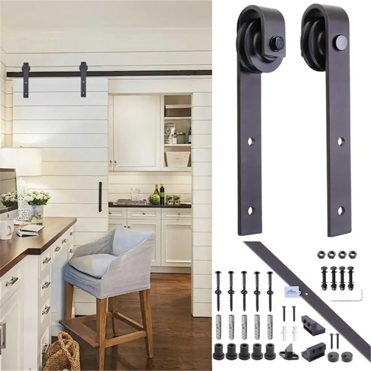 

Sliding Barn Door Hardware Track Set DoubleRoller Kit Antique Classic Bedroom Kit 6.6FT Modern Closet Hang Style Track Rail